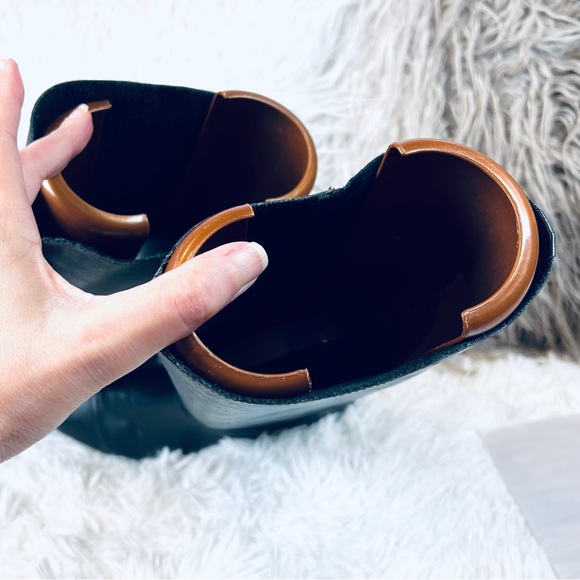 Vintage Boho Biker CHIC Black Riding Back Seam Leather Calf Boots sz 7M - Picture 7 of 12